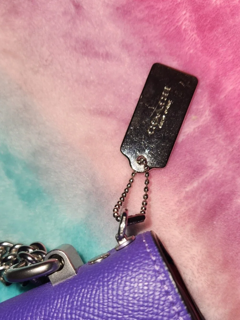 Coach Klare Colorblock Leather Crossbody Bag in Purple, Green & Blue